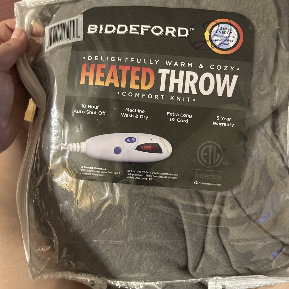 Biddeford Heated Throw Blanket – Gray – Tested
